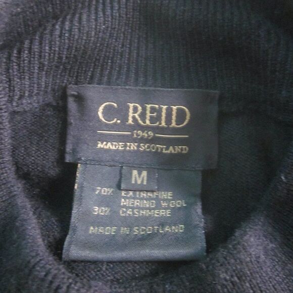 C. Reid Men Vintage Size M Black Knit Wool & Cashmere Pullover Sweater 46" Chest - Picture 7 of 10